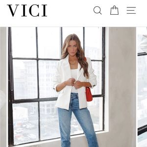 Faux Leather Pocketed Blazer